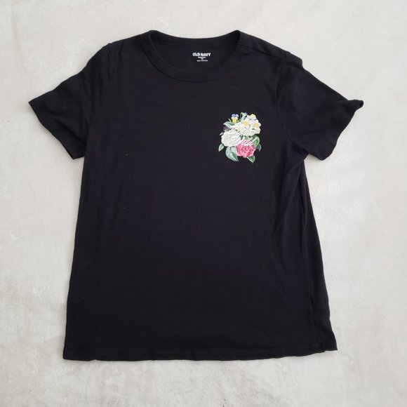 Old Navy Tops - 3/$20 EUC Old Navy Black Everywear Floral Bloom Wild T-Shirt XS